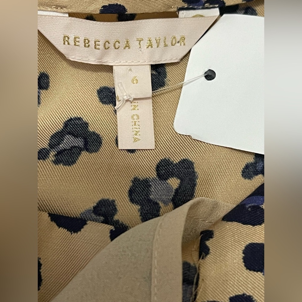 REBECCA TAYLOR Cheetah-Print Blouson Silk Dress NWT Size 6 - Picture 9 of 12